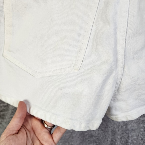 Zara Womens White Denim Romper Size Medium Snap Button Front Utility Boilersuit - Picture 7 of 13